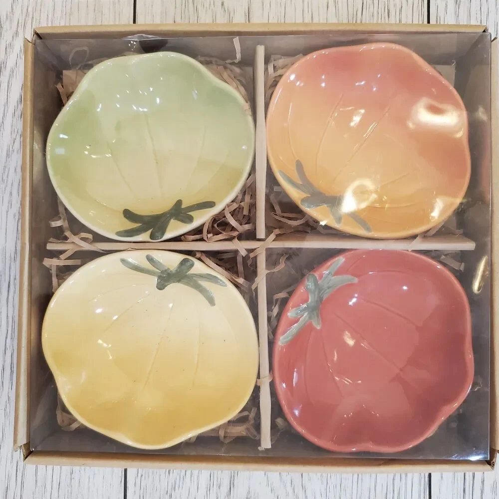 Williams Sonoma Boxcar Willies Ceramic HEIRLOOM TOMATO Dipping Bowls (4) NOB